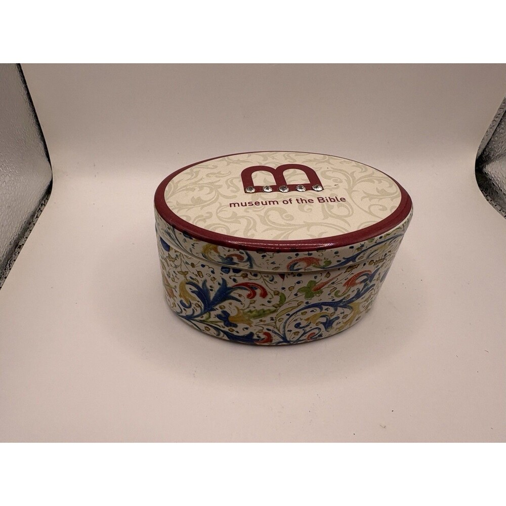 Museum of the Bible Decorative Trinket Box Oval Jewelry Box Floral Design